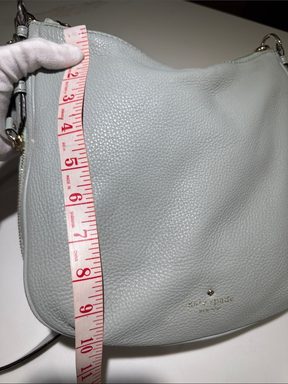 KATE SPADE Leather Cobble Hill Expandable Ella Crossbody/Shoulder bag Mint Green - Picture 16 of 16